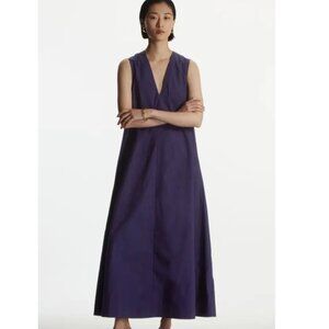 COS cotton V neck maxi dress Navy Size 4